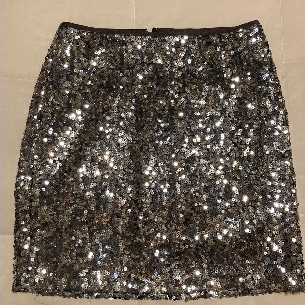 White House black market silver sequin skirt